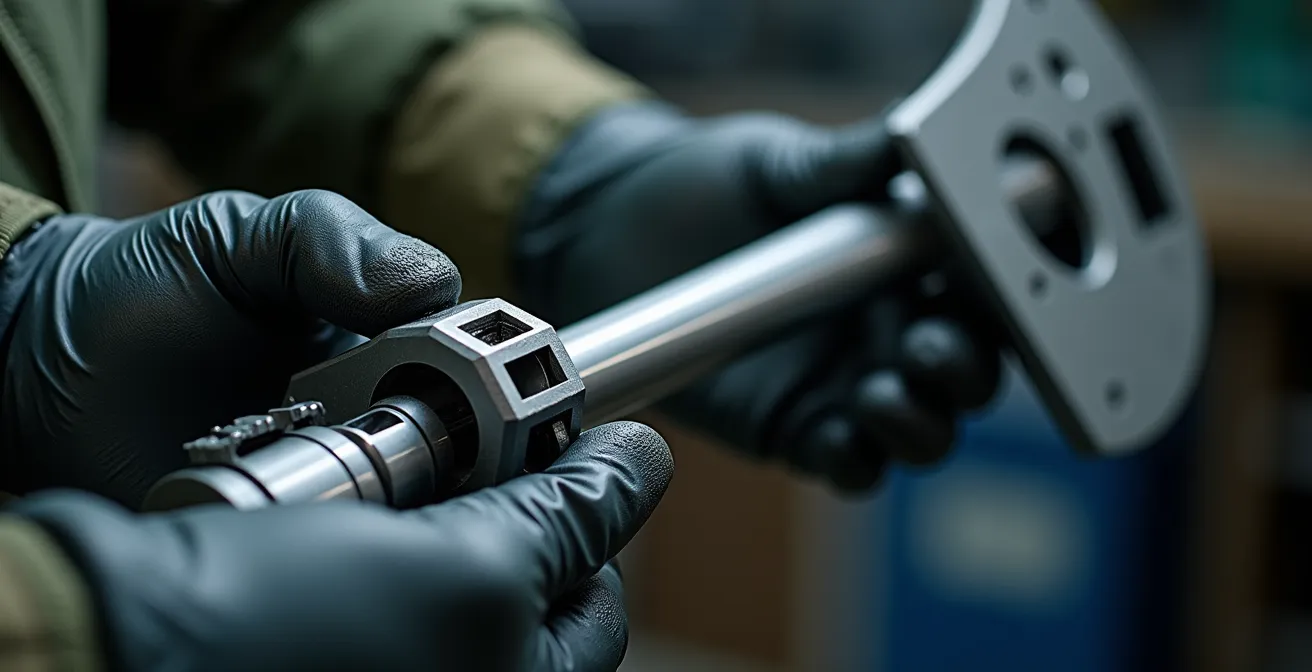 Ingénieur civil testant un équipement de défense de haute technologie