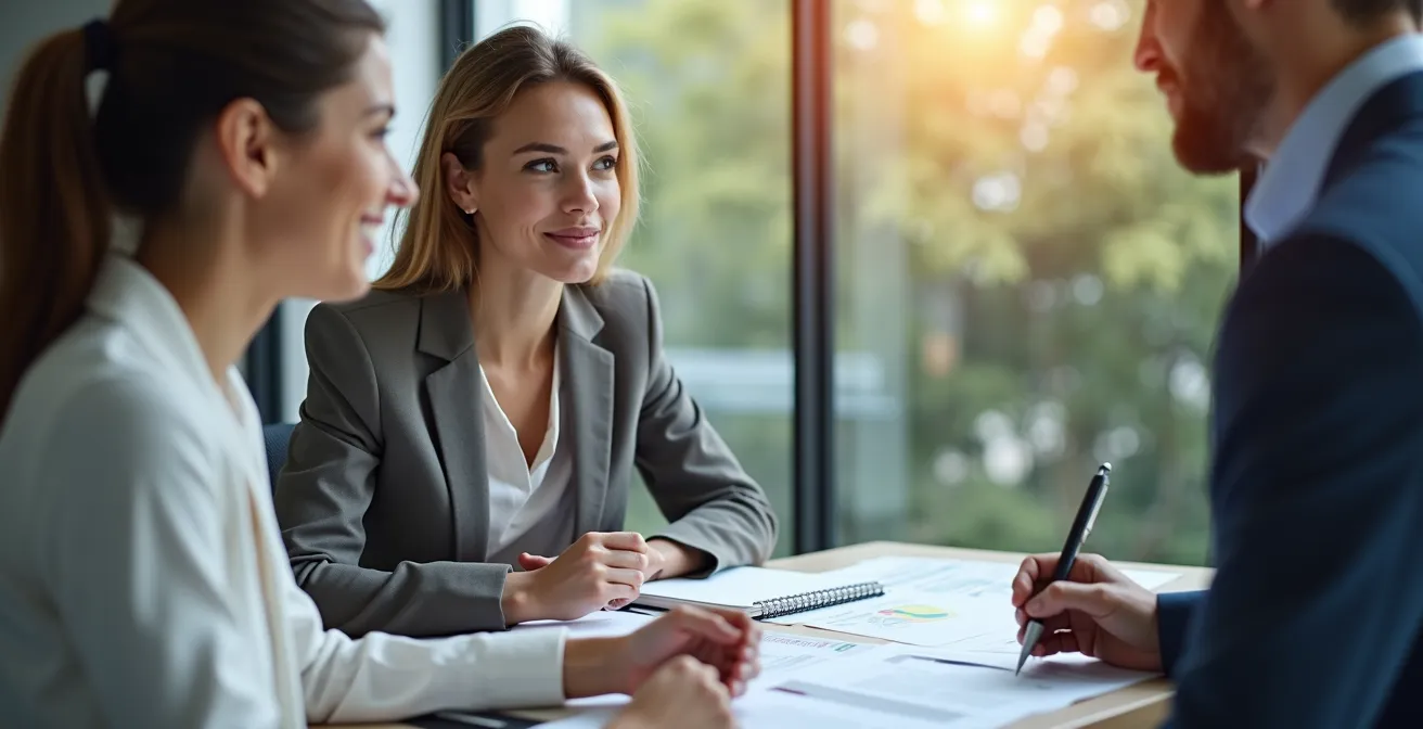 Candidat en entretien avec un recruteur de la Défense dans un bureau moderne