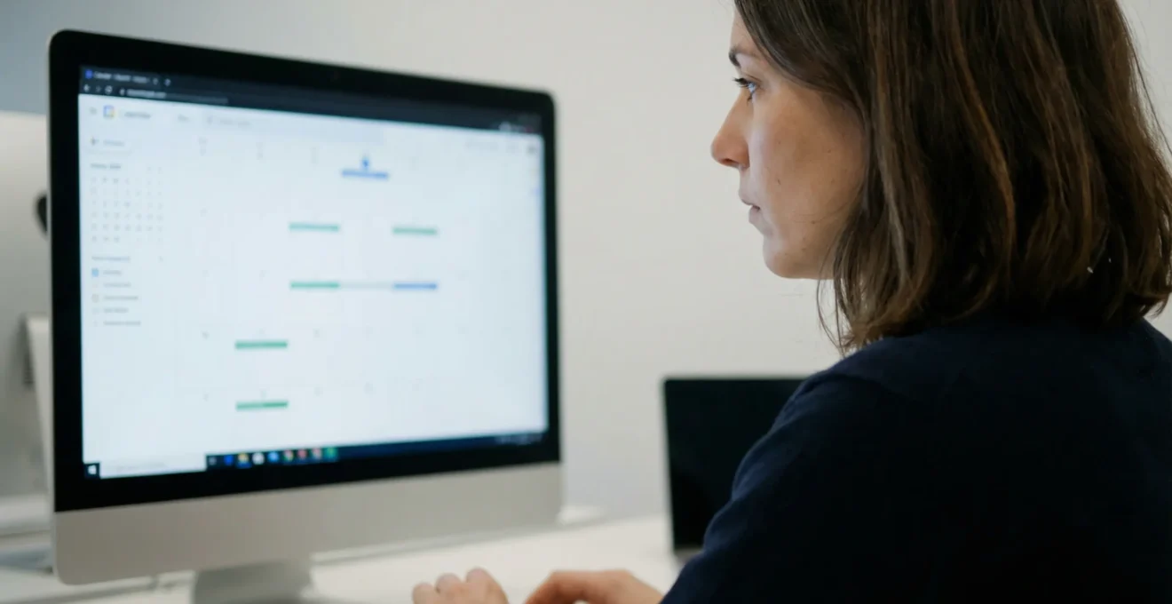 Professionnel consultant un calendrier sur écran (délais accord NAO)